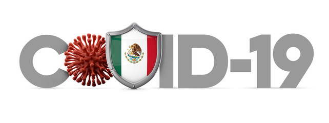 Mexico Covid-19 coronavirus protective shield . 3D Render