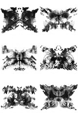 Rorschach test ink blot illustration. Psychological test. Silhouette of black butterfly isolated. 