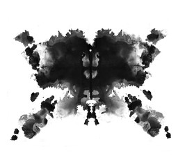 Rorschach test ink blot illustration. Psychological test. Silhouette of black butterfly isolated. 