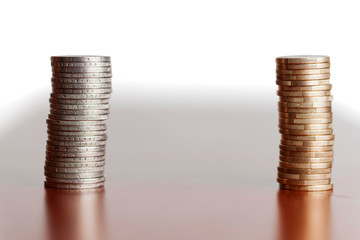 two stacks euro coins