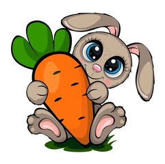 Cute beige easter bunny rabbit vector illustration .