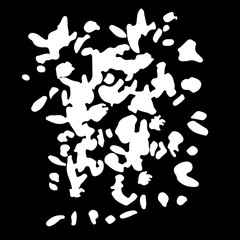 Floral imprint. Design element imprint for background in art style. Black and white design. Retro abstract pattern. Calligraphic splash acrylic spot. Grunge liquid shape spatter silhouette