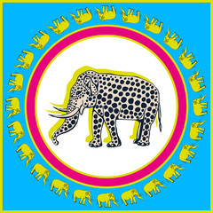 Vector background hand drawn doodle elephant. Hand drawn ink illustration. Modern ornamental decorative background. Vector pattern. Print for textile, cloth, wallpaper, scrapbooking