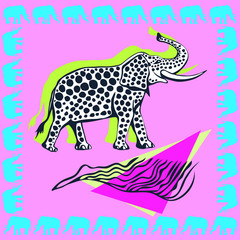 Vector background hand drawn doodle elephant. Hand drawn ink illustration. Modern ornamental decorative background. Vector pattern. Print for textile, cloth, wallpaper, scrapbooking