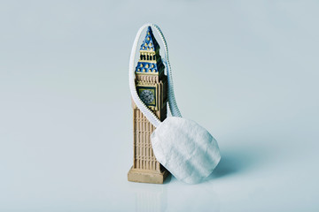 miniature of the Big Ben and face mask