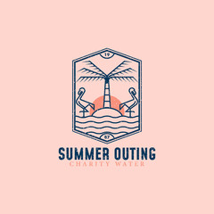 Summer Outing badge logo design. Palm logo design