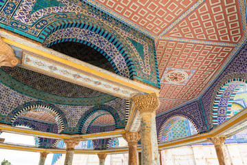 The Dome of the Chain near the Dome of the Rock mosque on the Temple Mount in the Old Town of Jerusalem in Israel