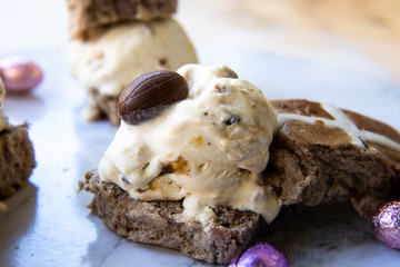 Hot cross buns ice cream bun sandwiches with easter eggs