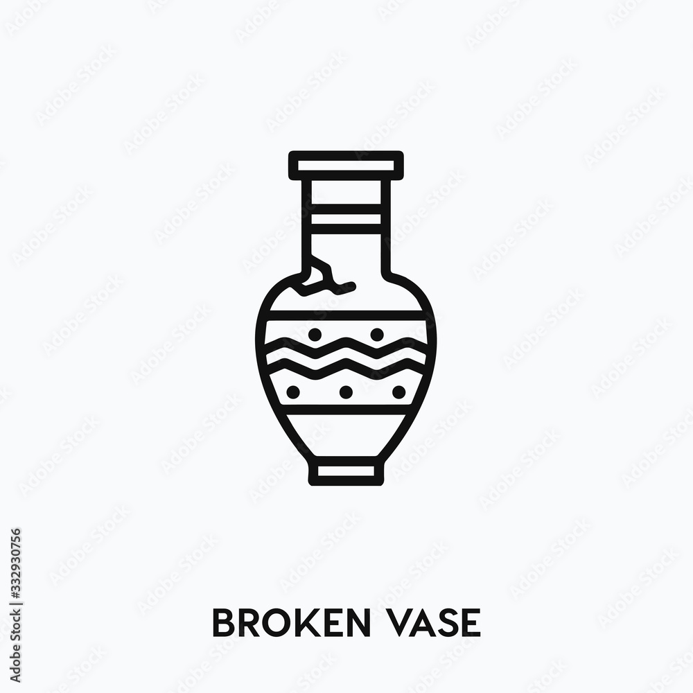 Wall mural broken vase icon vector. vase symbol sign