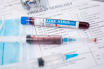 Blood samples with infected virus