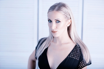 glamor model in studio / professional beautiful model young adult girl in studio with makeup bright