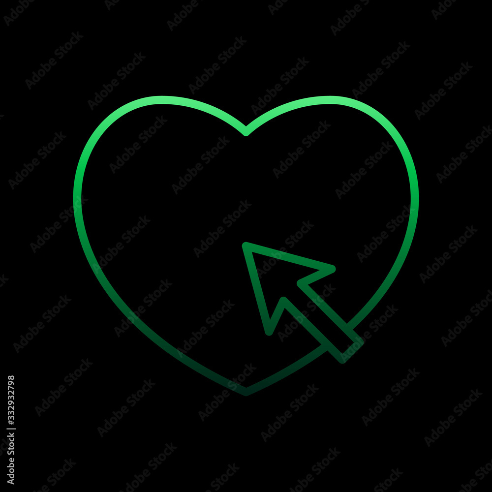 Poster heart click with mouse arrow pointer nolan icon. simple thin line, outline vector of heartbeat icons