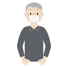 Illustration of a senior man wearing a medical mask