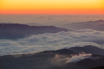 Low clouds at winter sunrise