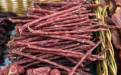 Traditional Lithuanian cured smoked sausage