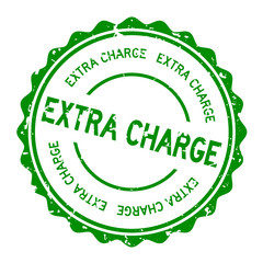 Grunge green extra charge word round rubber seal stamp on white background