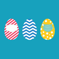 easter egg wearing protective medical mask -vector illustration