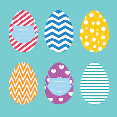 easter egg wearing protective medical mask -vector illustration