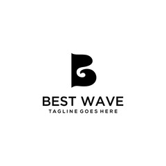Creative luxury abstract sea water wave with B sign logo icon template