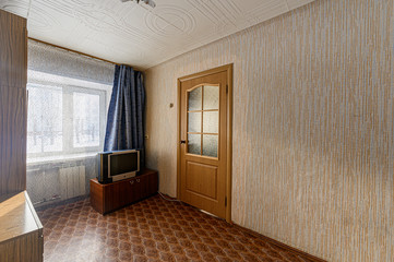 Russia, Moscow- November 20, 2019: interior room apartment modern bright cozy atmosphere. general cleaning, home decoration, preparation of house for sale