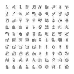 Set of 100 Standard Medical Test Healthy outline style icon - vector