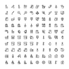 Set of 100 Standard Medical Test Healthy outline style icon - vector