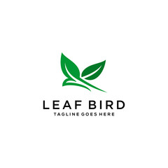 Creative luxury modern bird with green leaf logo template vector icon