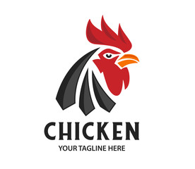 Head Rooster Logo Vector Template Design Illustration