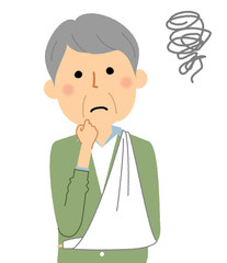 シニア男性　三角巾