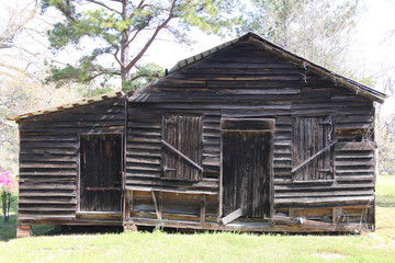 old abandoned southern style farm barn sunny shadows