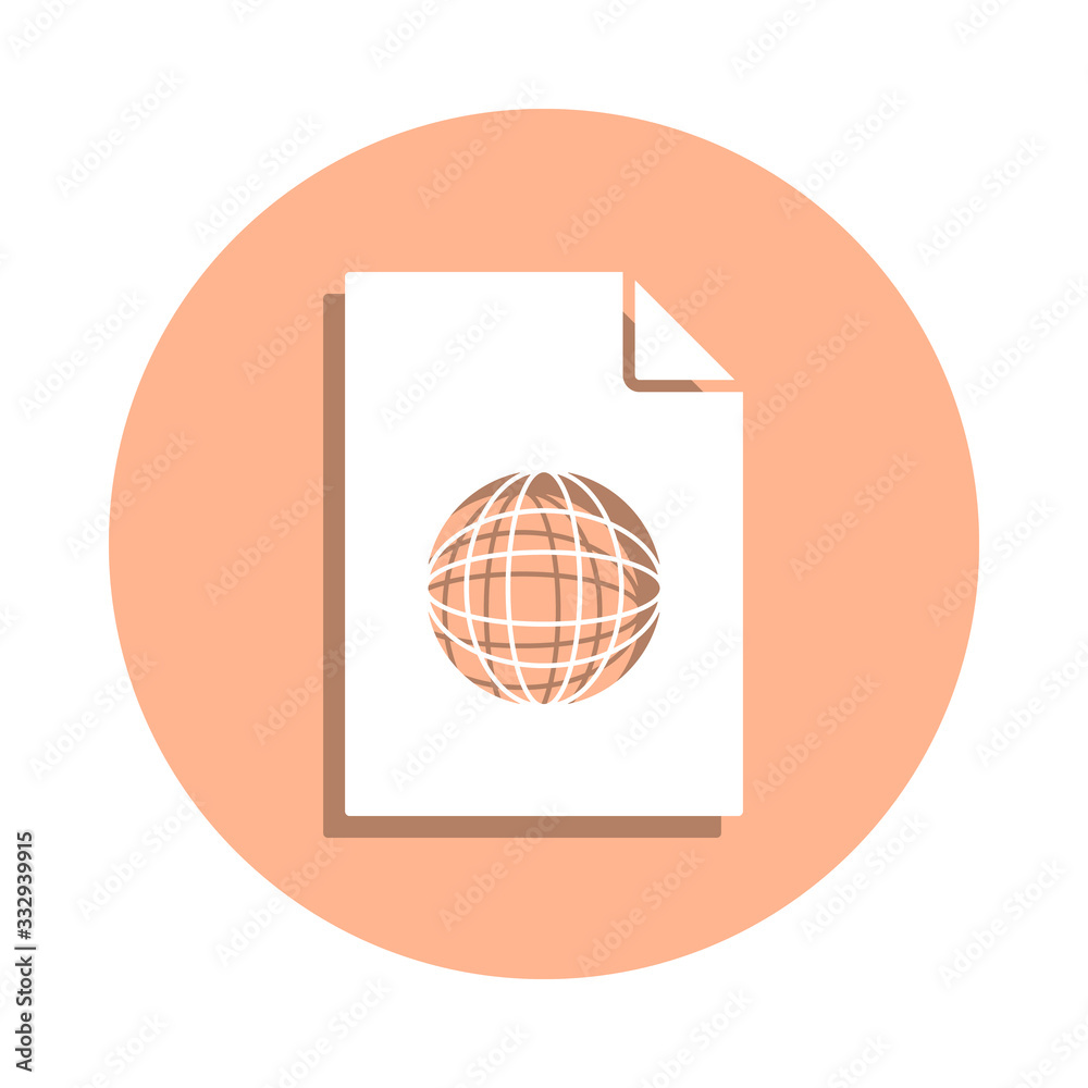 Poster globe on document badge icon. simple glyph, flat vector of file and documents icons for ui and ux, w