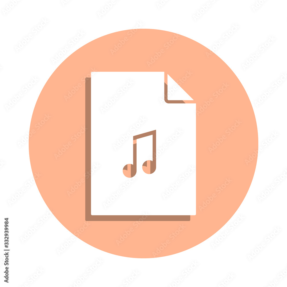 Poster musical note on document badge icon. simple glyph, flat vector of file and documents icons for ui an
