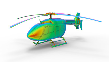 3D rendering - rainbow colored helicopter