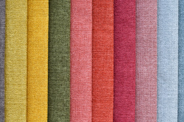Close-up view, Sample fabric for selection as furniture wrapping materials.