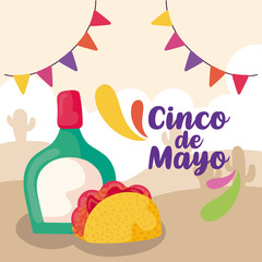 label cinco de mayo taco with tequila