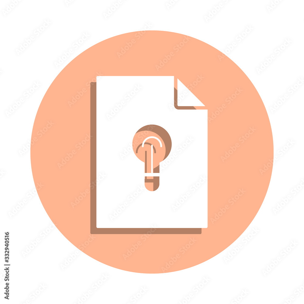 Poster bulb on document badge icon. simple glyph, flat vector of file and documents icons for ui and ux, we