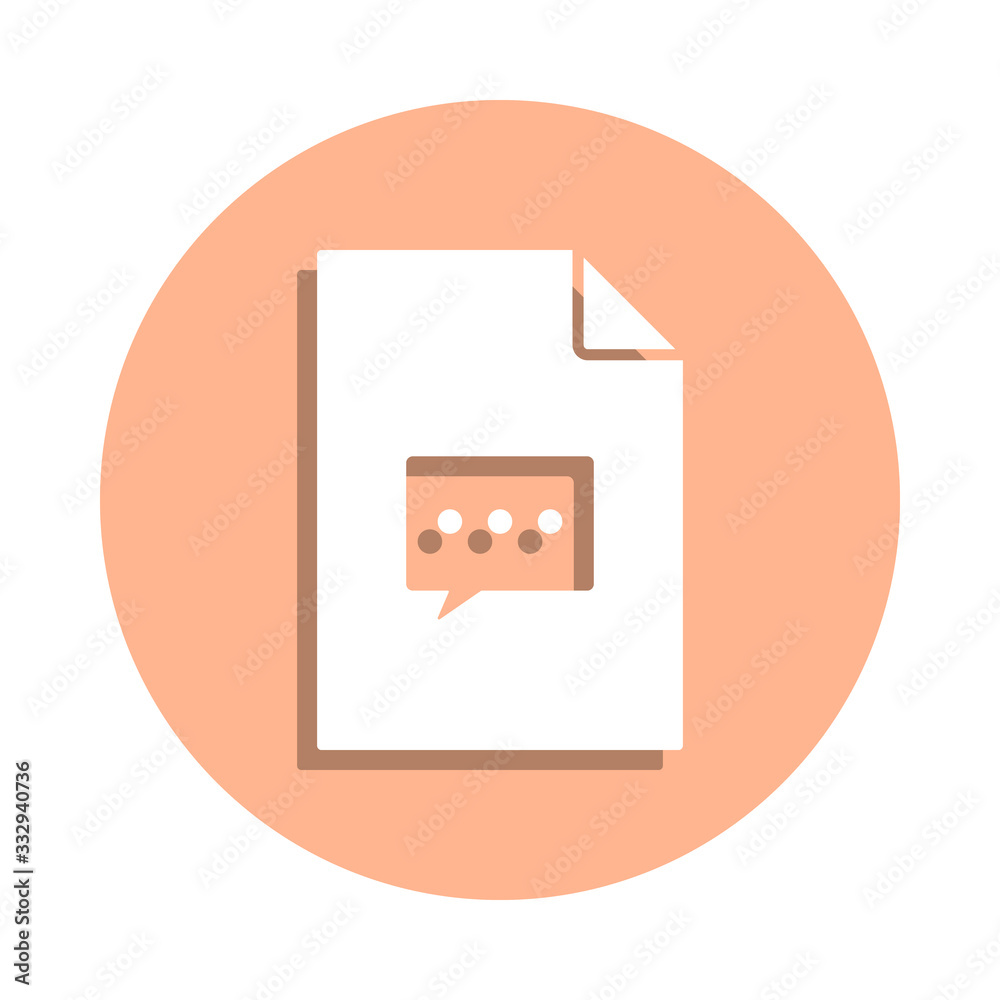 Poster communication bubble on document badge icon. simple glyph, flat vector of file and documents icons f