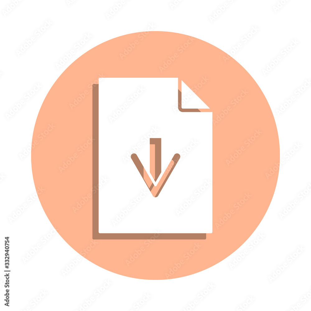 Poster arrow on document badge icon. simple glyph, flat vector of file and documents icons for ui and ux, w