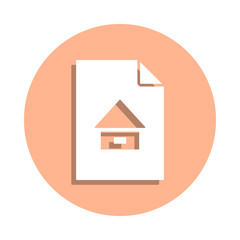 House on document badge icon. Simple glyph, flat vector of file and documents icons for ui and ux, website or mobile application