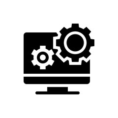 Monitor Settings Vector Colour With Glyph Icon Illustration