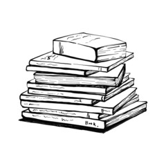 Illustration Sketching Books pile Outline vector eps10.