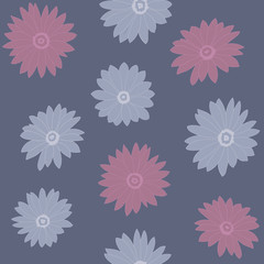 Fototapeta na wymiar Seamless repeating pattern of pale blue and red flowers