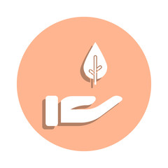 Hand, care, plant badge icon. Simple glyph, flat vector of ecology icons for ui and ux, website or mobile application