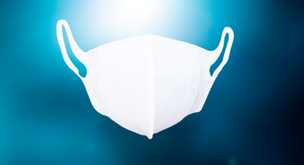 Surgical mask or Protection mask with rubber ear straps.Typical 3-ply surgical mask to cover the mouth and nose from coronavirus covid-19 virus.Procedure mask from pm 2.5.Coronavirus pandemic virus.