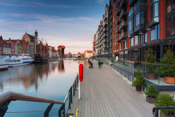 Gdansk with beautiful old town over Motlawa river at sunset, Poland. © Patryk Kosmider