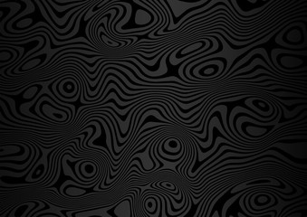 Black and grey gradient abstract liquify lines background. Liquid acrylic marble texture. Random chaotic Grunge overlay. Vector illustration.