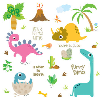 Set of Cute Dinosaurs