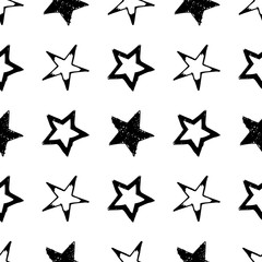 Fototapeta premium Seamless doodle hand drawn stars