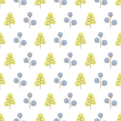 Seamless pattern with colored trees