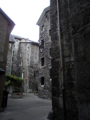 Chambéry, France - August 5th 2011 - Focus on very old facades of a medieval court, in the city center.